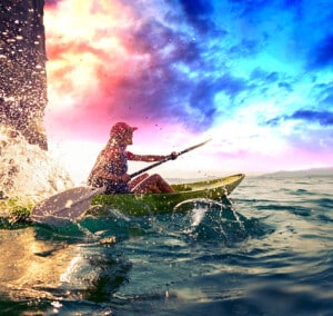 adventure kayak tour Tahoe sunset